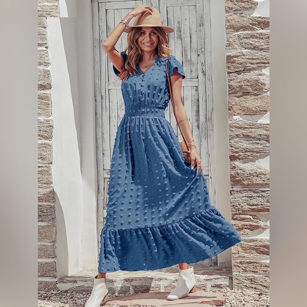 Women's Boho Short Sleeve V Neck Ruffle
Tiered maxi dress